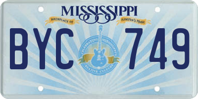 MS license plate BYC749