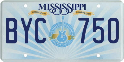 MS license plate BYC750