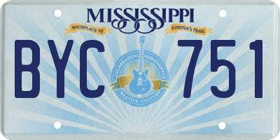 MS license plate BYC751
