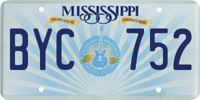 MS license plate BYC752