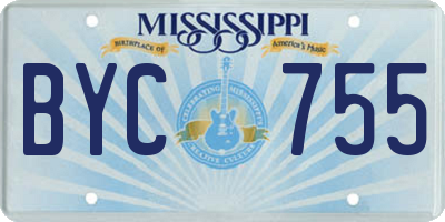 MS license plate BYC755