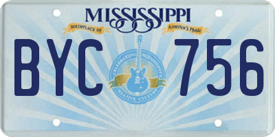 MS license plate BYC756