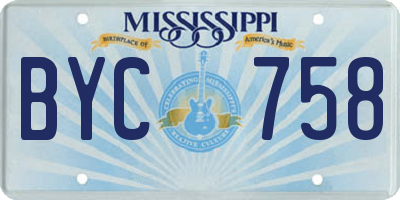 MS license plate BYC758