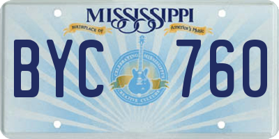 MS license plate BYC760