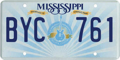 MS license plate BYC761