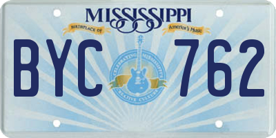 MS license plate BYC762