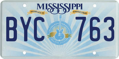 MS license plate BYC763
