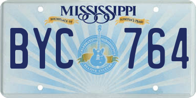 MS license plate BYC764