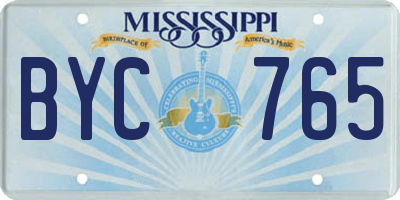 MS license plate BYC765