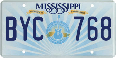 MS license plate BYC768