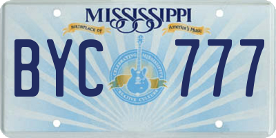 MS license plate BYC777