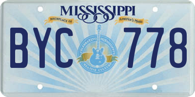 MS license plate BYC778