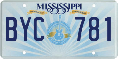 MS license plate BYC781