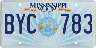 MS license plate BYC783