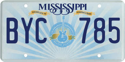 MS license plate BYC785