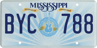 MS license plate BYC788