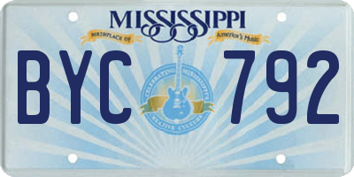 MS license plate BYC792