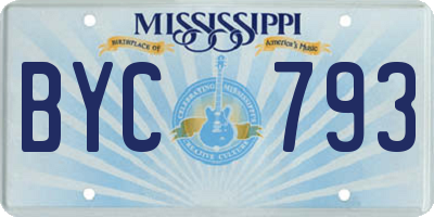 MS license plate BYC793