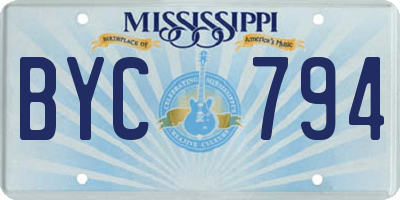 MS license plate BYC794