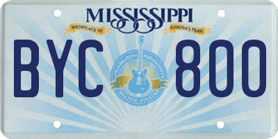 MS license plate BYC800