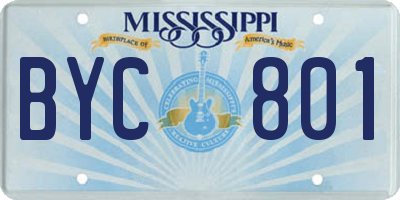MS license plate BYC801