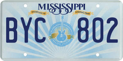MS license plate BYC802