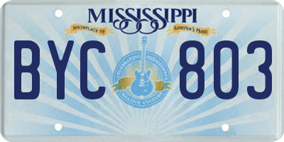MS license plate BYC803