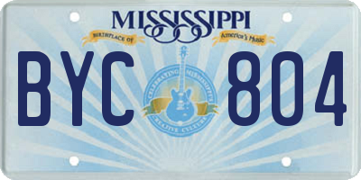 MS license plate BYC804
