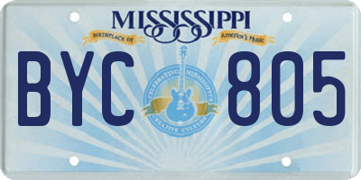 MS license plate BYC805