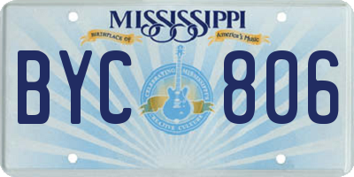 MS license plate BYC806