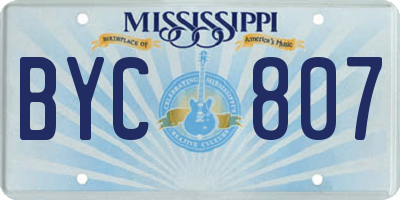 MS license plate BYC807
