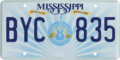 MS license plate BYC835