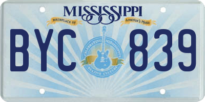 MS license plate BYC839