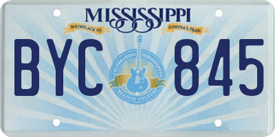 MS license plate BYC845