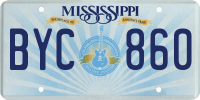 MS license plate BYC860