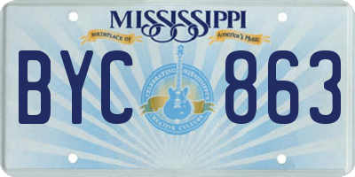 MS license plate BYC863