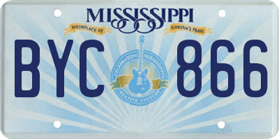 MS license plate BYC866