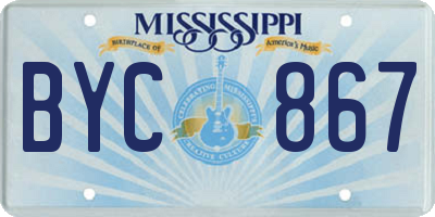 MS license plate BYC867