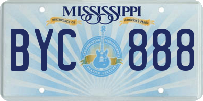 MS license plate BYC888