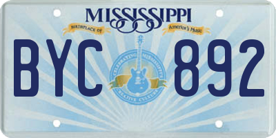MS license plate BYC892