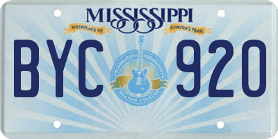 MS license plate BYC920