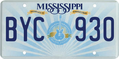 MS license plate BYC930