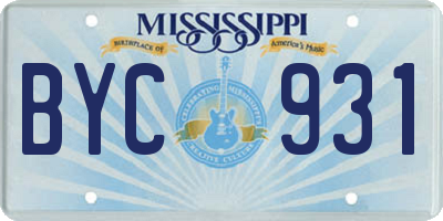 MS license plate BYC931
