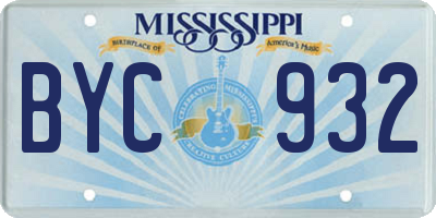 MS license plate BYC932