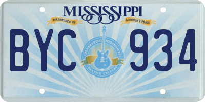 MS license plate BYC934