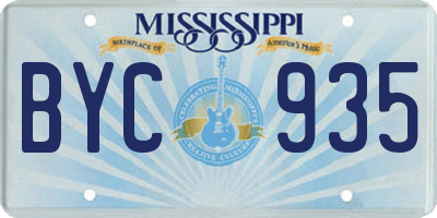MS license plate BYC935