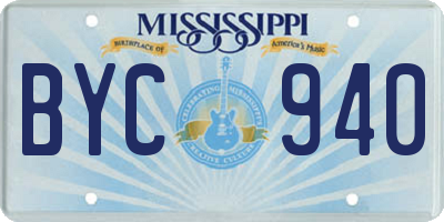MS license plate BYC940