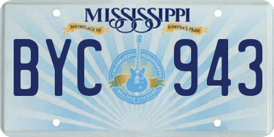 MS license plate BYC943