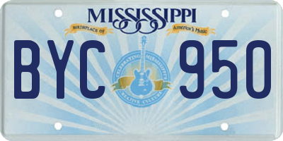 MS license plate BYC950