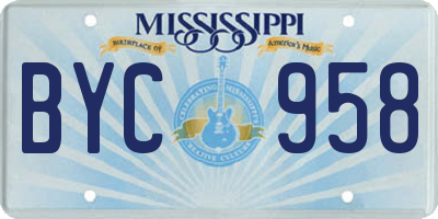MS license plate BYC958